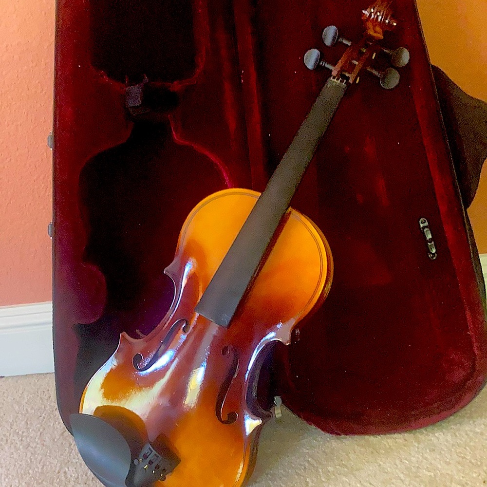 Mendini By Cecilio Violin For Kids & Adults - Kit For Student w/Case, Rosin